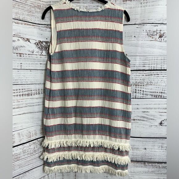 Chelsea and Theodore Dress Womens Size 12 Striped Fring hem shift - Picture 4 of 9